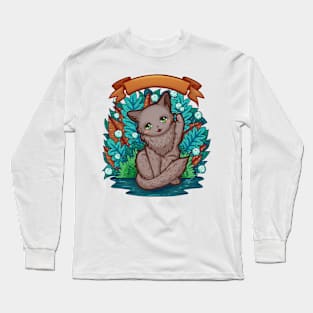 Kitty Final Boss Illustration Long Sleeve T-Shirt